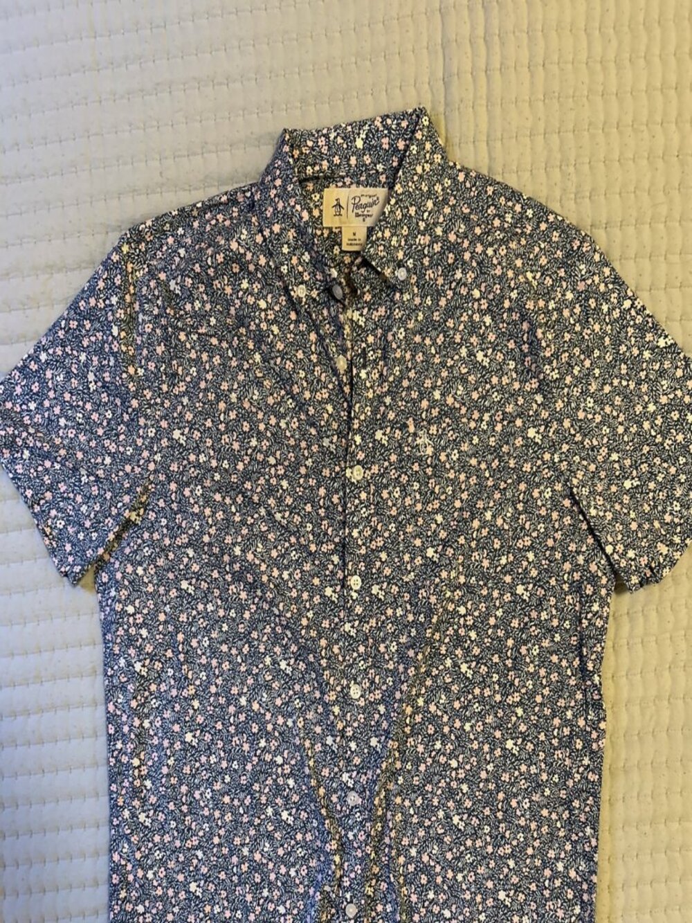 Original Penguin Navy Floral Print Button Down Shirt M